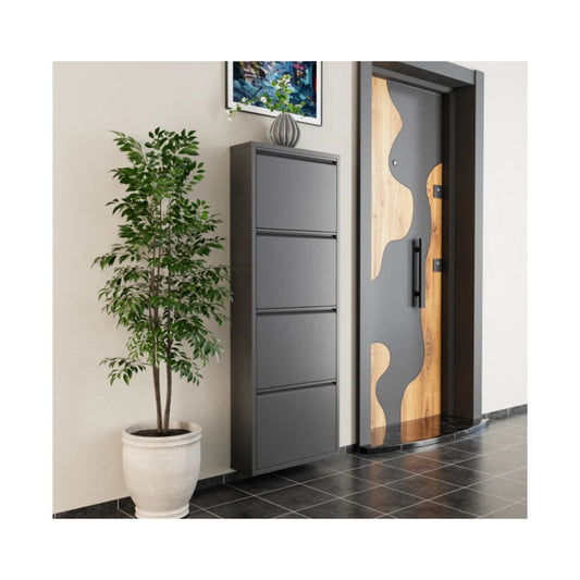 ארון נעליים SlimWall 136 צבע אפור 4 קומות