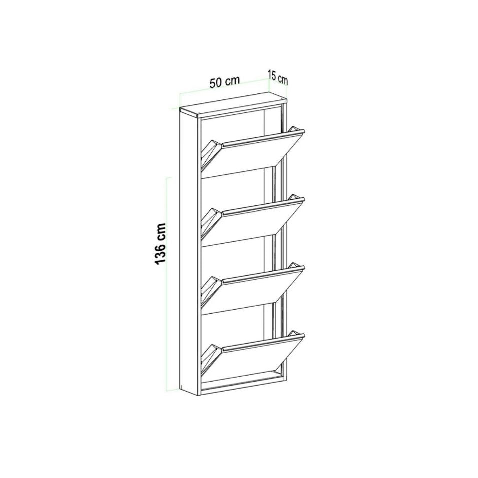 ארון נעליים SlimWall 136 צבע אפור 4 קומות