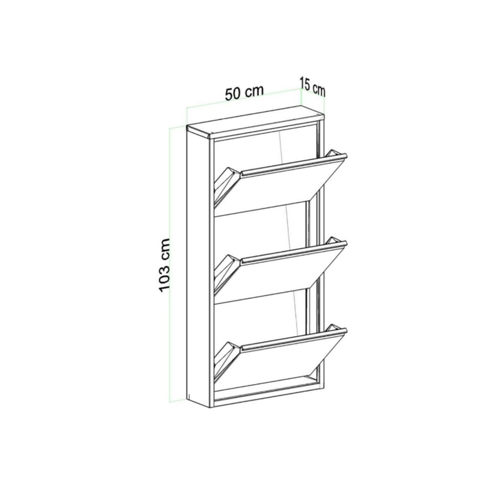 ארון נעליים SlimWall 136 צבע אפור כהה 3 קומות
