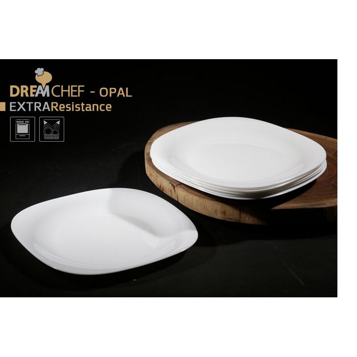 צלחת מנה עיקרית Opal זכוכית מחוסמת 29 ס״מ בצבע לבן