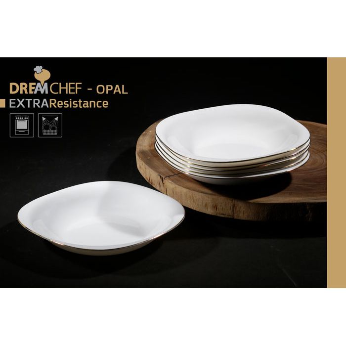 צלחת מרק Opal זכוכית מחוסמת 23 ס״מ בצבע לבן