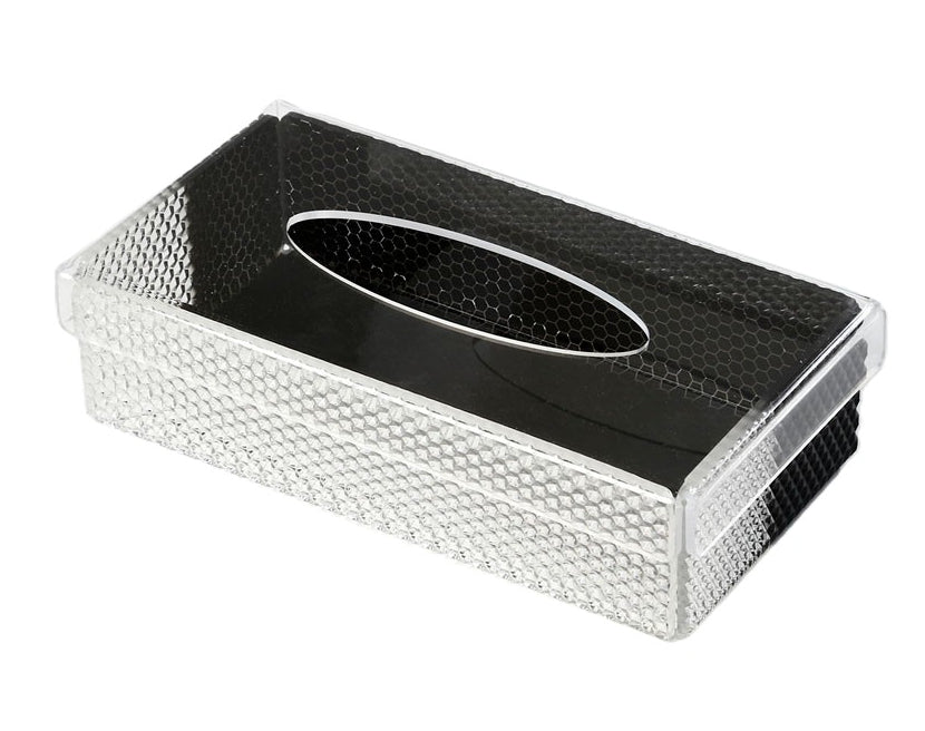 קופסה לטישו אקריליק שחור 21X12X6