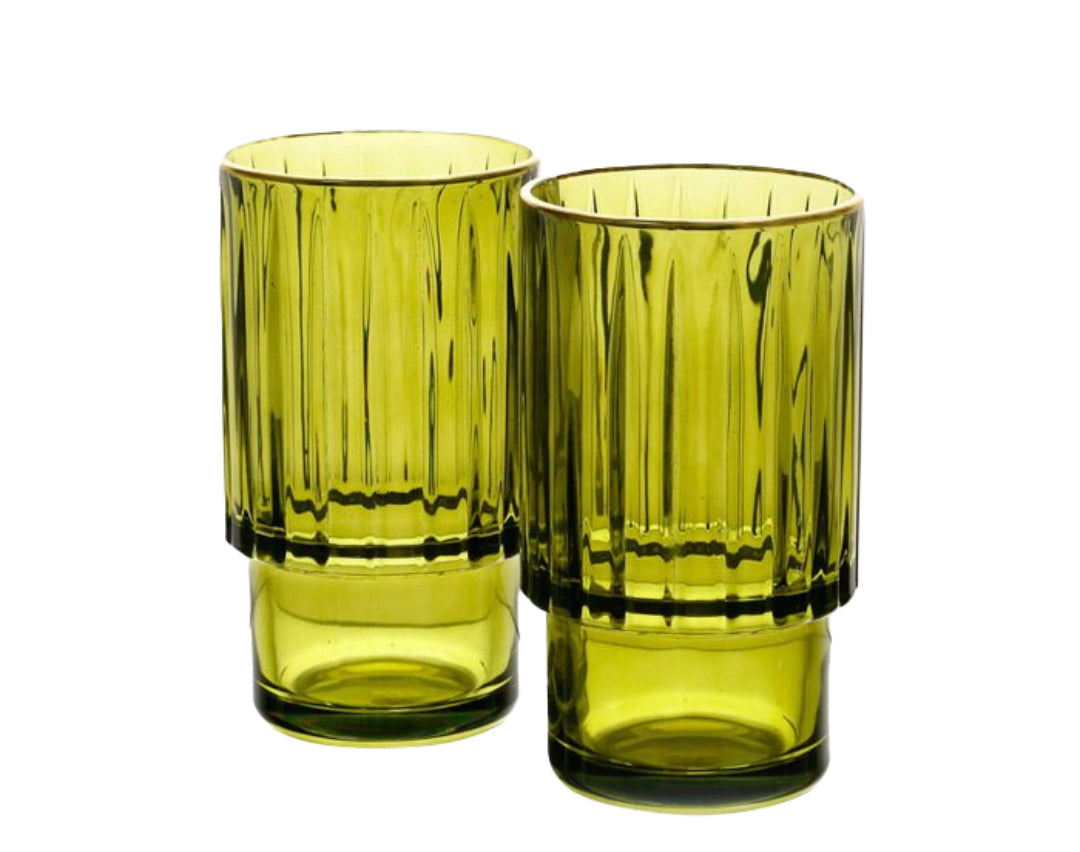 סט 6 כוסות שתייה 440 מ"ל GREEN GOLD CRYSTALINE