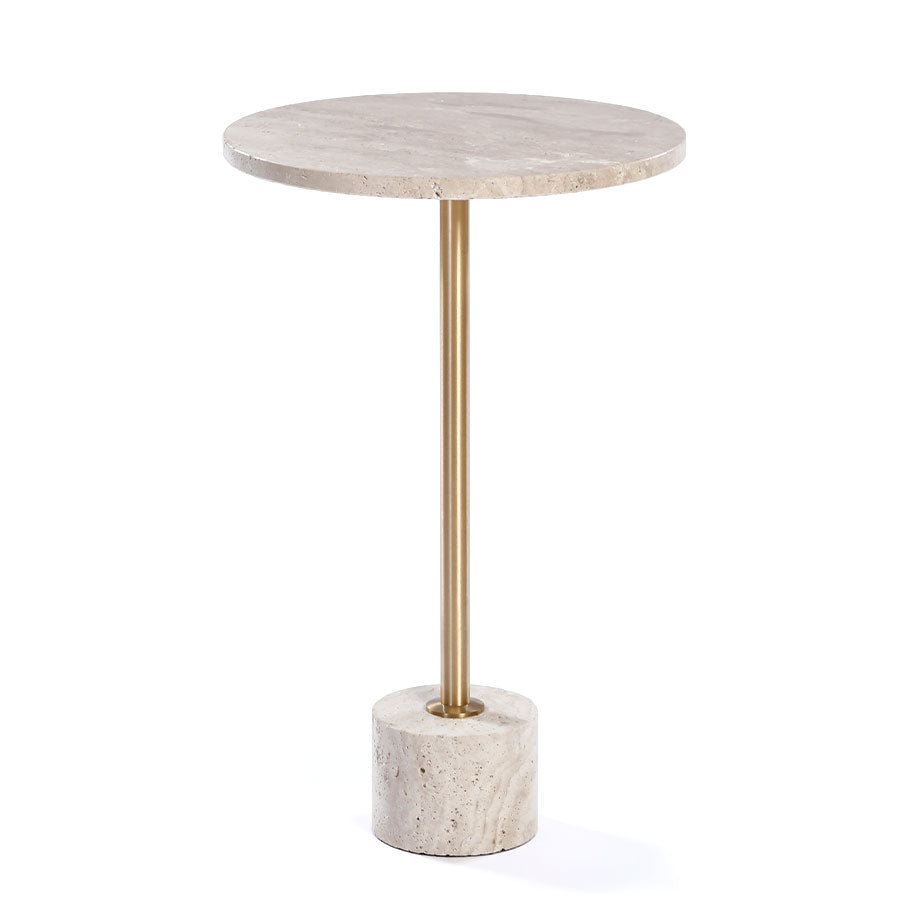 שולחן צד MarbleIvory בשילוב מתכת זהב 38X38X60