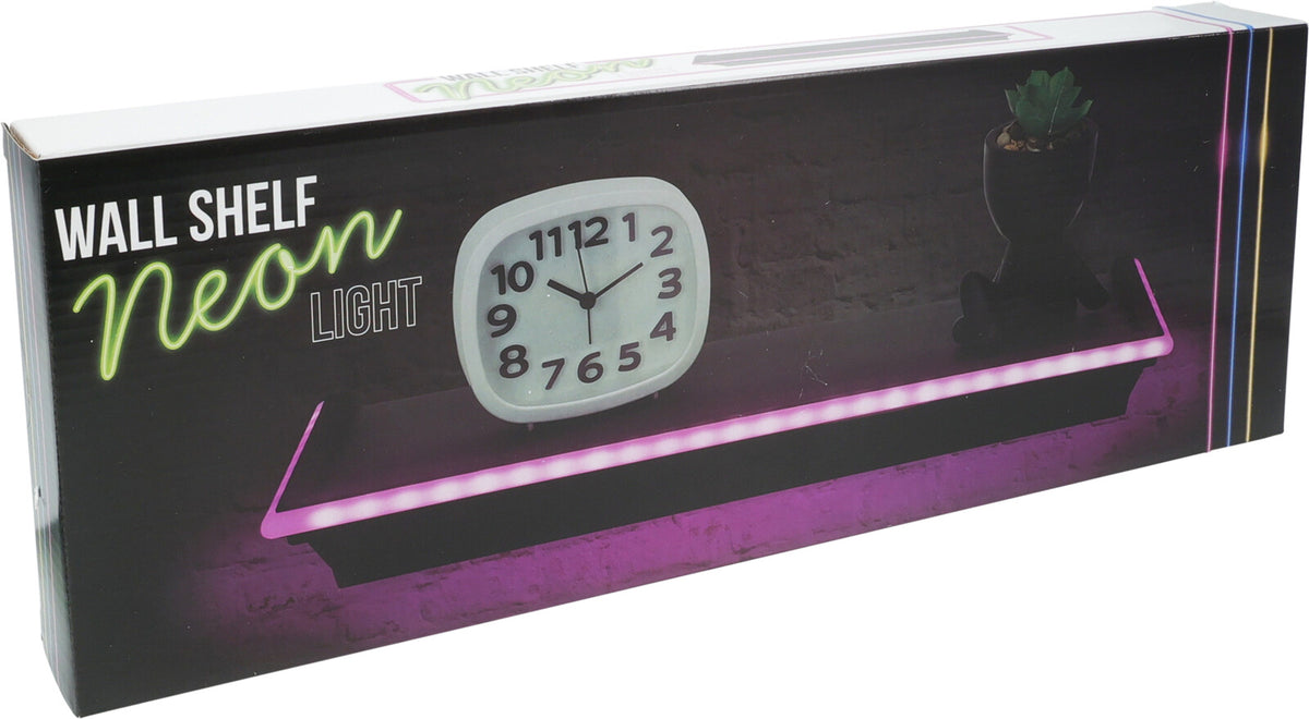 מדף קיר עם תאורת ניאון LED באורך 45.5*15.5 סמ