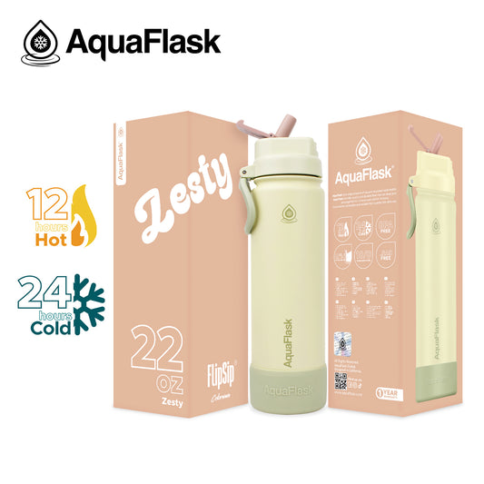 בקבוק שתייה תרמי Zesty זסטי צהוב בהיר ורך FLIP SIP Colorwave s2 נפח 650 מייל