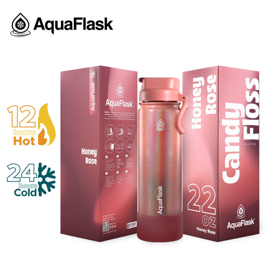 בקבוק שתייה תרמי Honey Rose ורד דבש בורדו חמים ורך CANDY FLOSS FLIP SIP נפח 650 מייל.