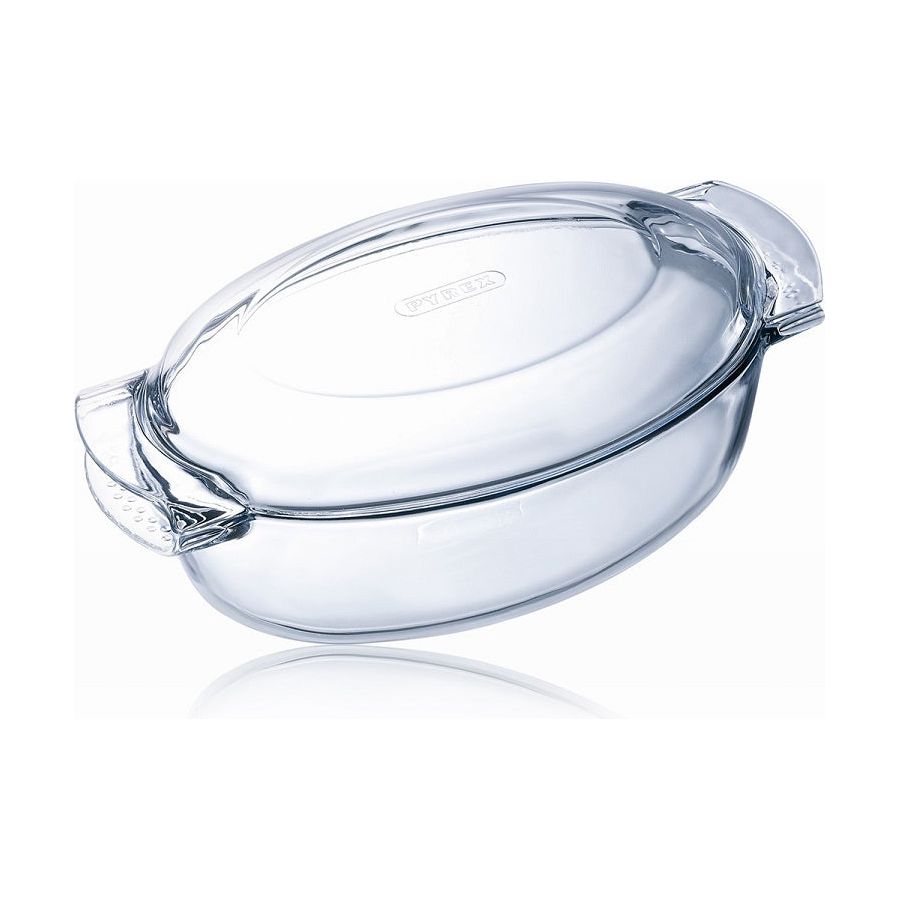 סיר זכוכית אובלי+מכסה 4.5 ליטר PYREX GLASS