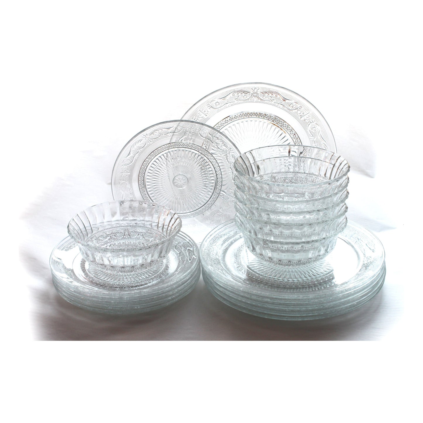 סט צלחות זכוכית 18 חלקים, דגם Royal