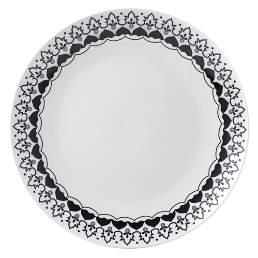 צלחת מנה עיקרית  27 ס"מ פורצלן אתני שחור /לבן