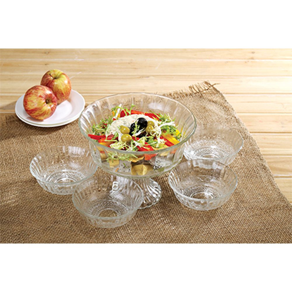 סט קערה + 4 קעריות זכוכית