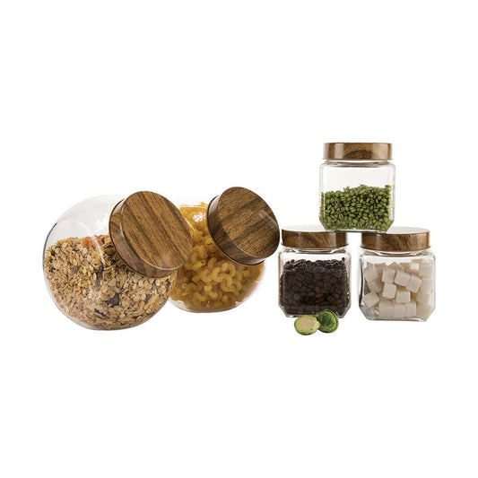 סט 5 צנצנות זכוכית מעוצבות