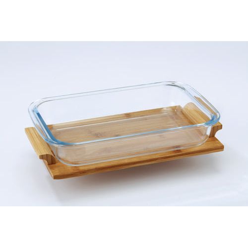 סט צלחת הגשה מלבני + מגש עץ