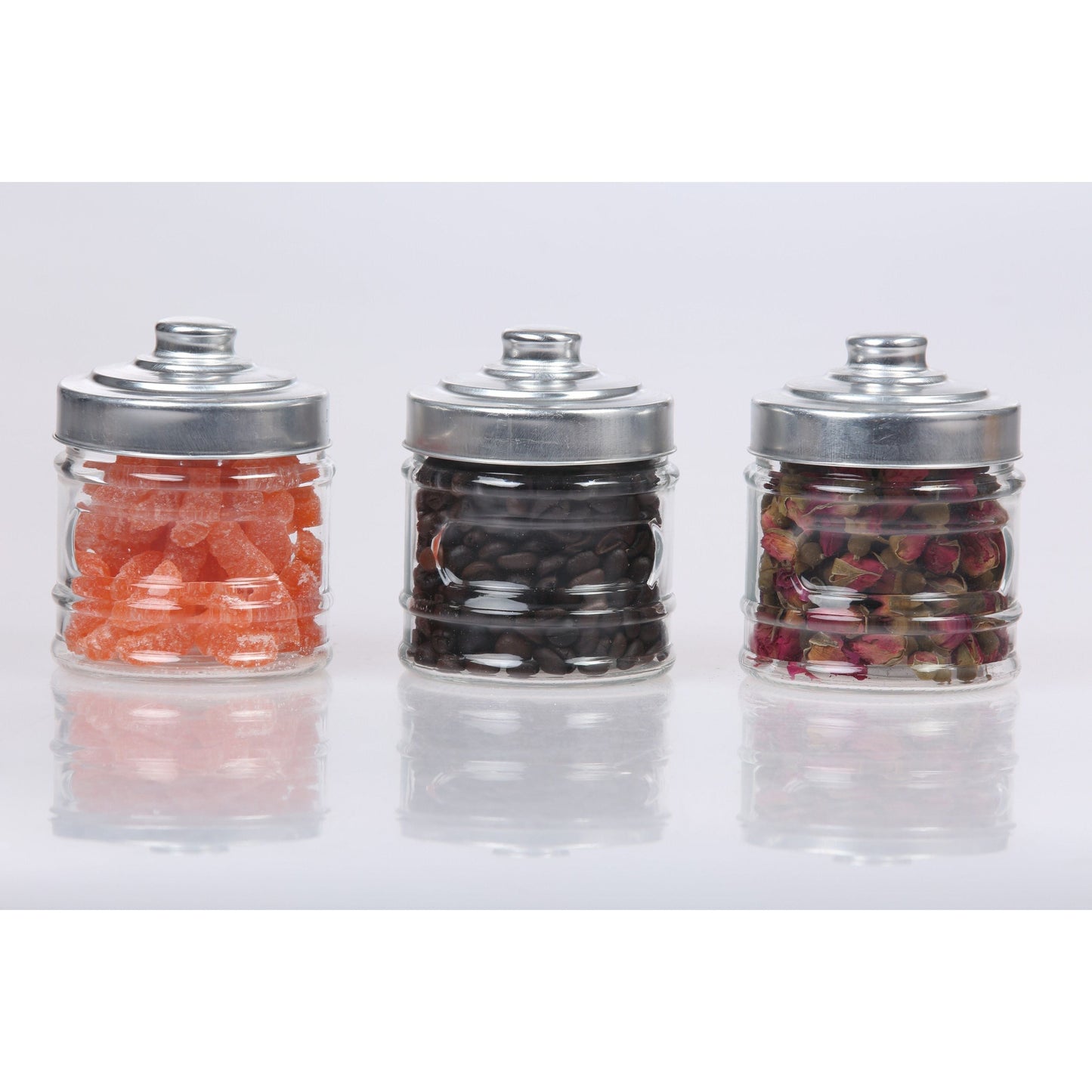 צנצנת זכוכית 300מל מכסה אלומיניום