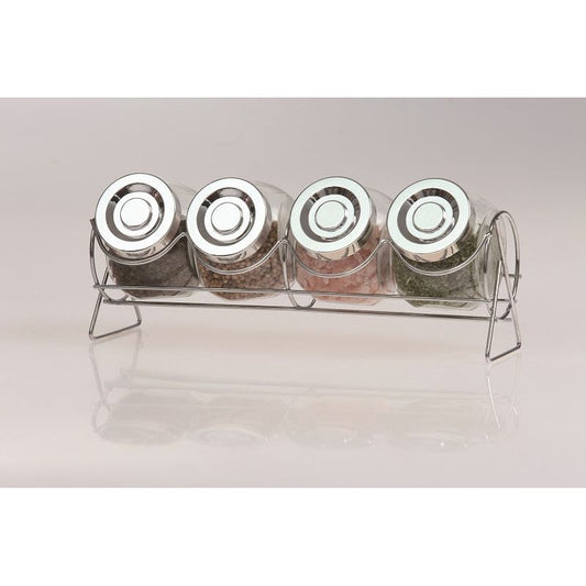 רביעיית צנצנות תבלינים 180מ"ל על מעמד