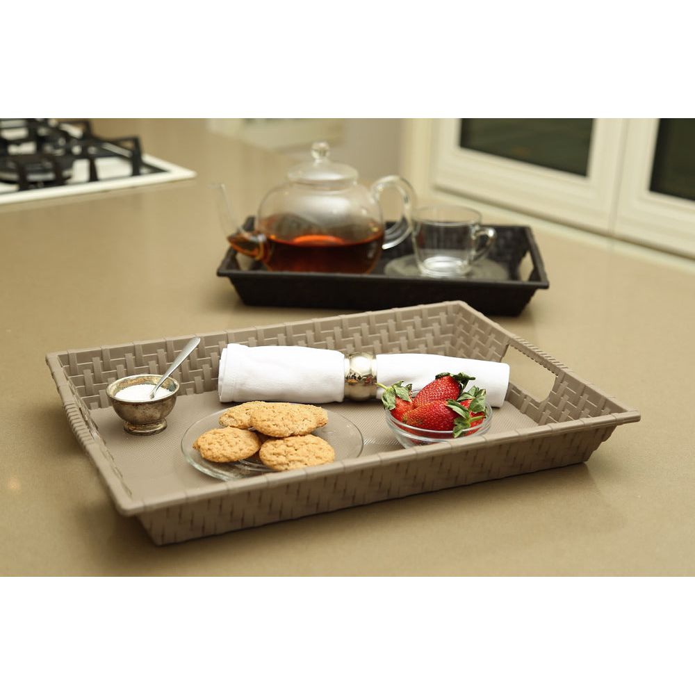 מגש עם ידיות דמוי ראטן 24*37 ס"מ