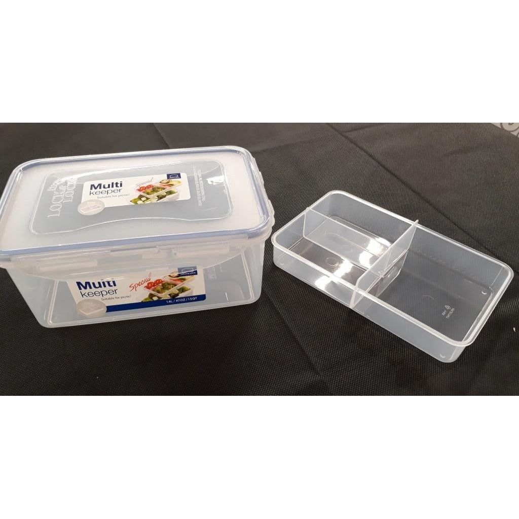 קופסת פלסטיק מלבנית 1.4 ליטר מחולקת L&L