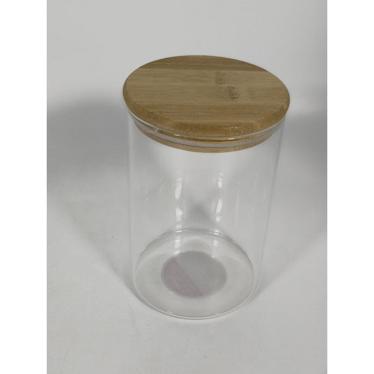 צנצנת זכוכית בורוסיליקט+מכסה במבוק1000מל