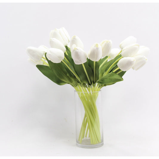 פרח מלאכותי טוליפ לבן ארוך