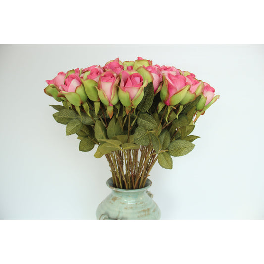 פרח מלאכותי שושנה ורוד ארוך