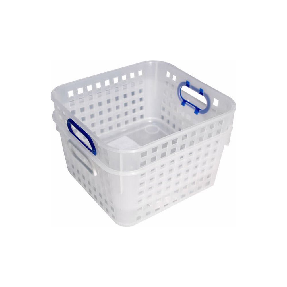 סלסלת אחסון פלסטיק מרובעת ידית צבעונית