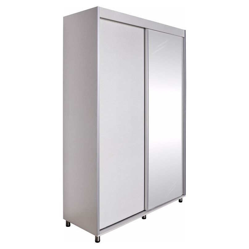 ארון הזזה 160 ס"מ רומי לבן כולל מראה