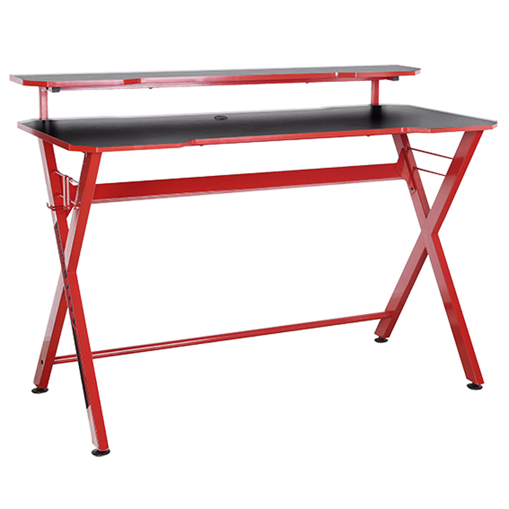 שולחן גיימינג עם מדף 63*120 ס מ שחור/אדום