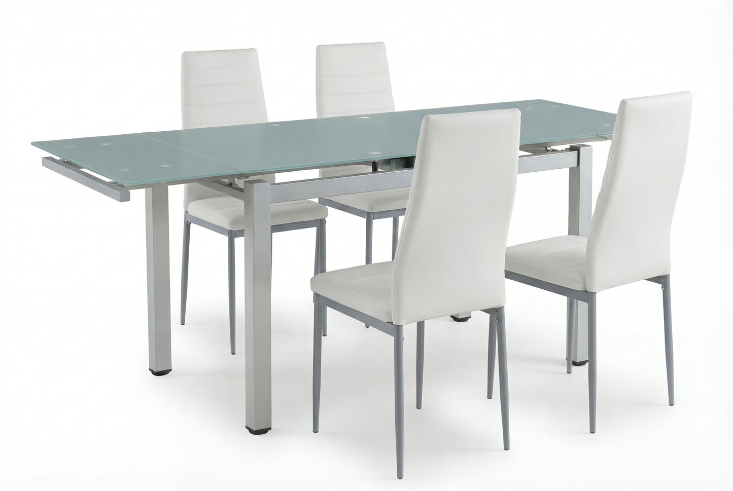 פינת אוכל דגם ונציה - שולחן אוכל אפור ו4 כסאות בלבן