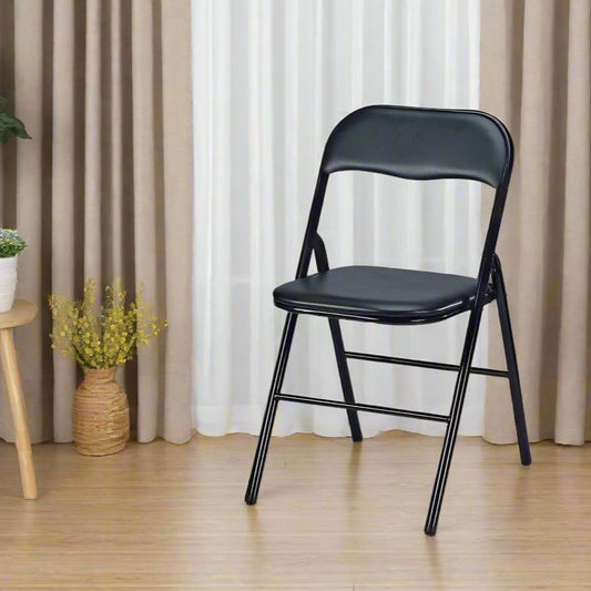 כיסא מתקפל מרופד שחור