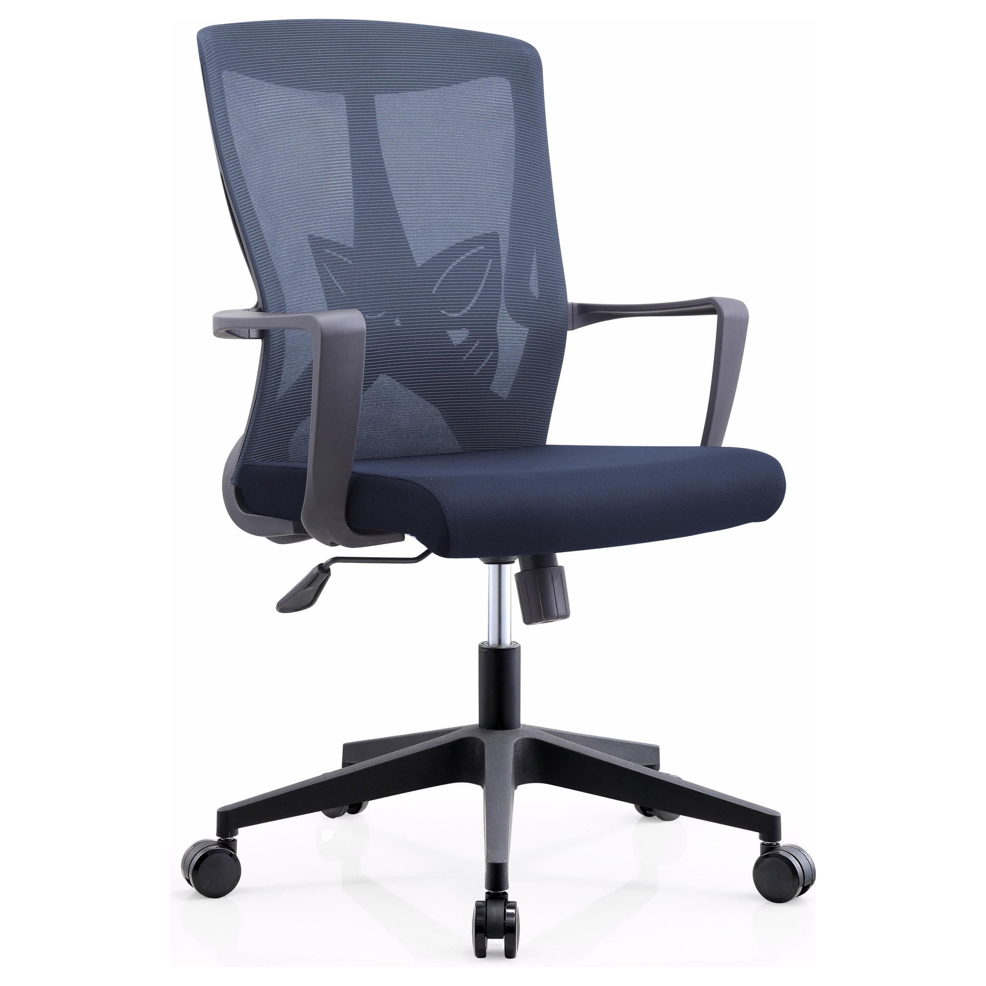 כסא תלמיד דניאל שחור/ כחול על גלגלים