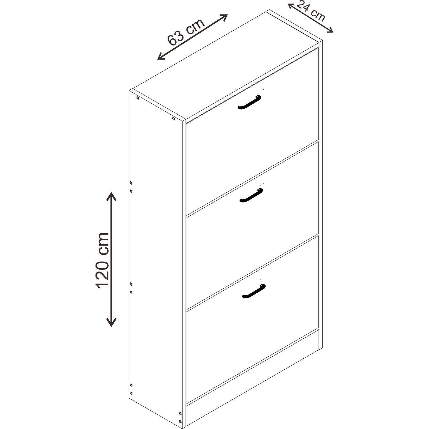 ארון נעליים 3 תאים צבע עץ