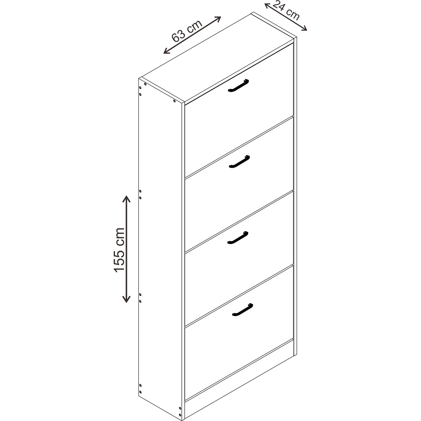ארון נעלים 4 תאים צבע לבן בשילוב עץ