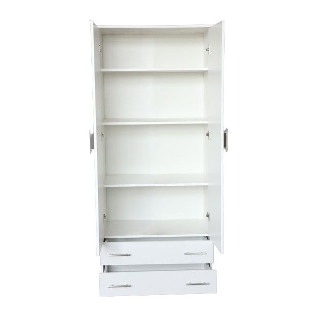 ארון בגדים 2 דלתות בשילוב 2 מגירות לבן