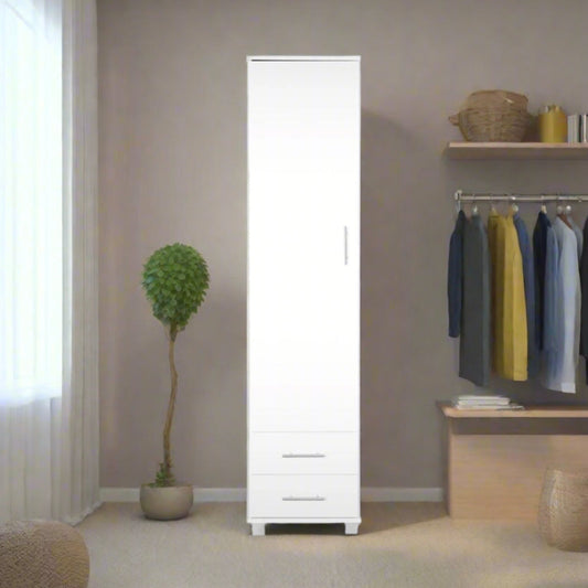 ארון שירות דלת אחת+2 מגירות צבע לבן