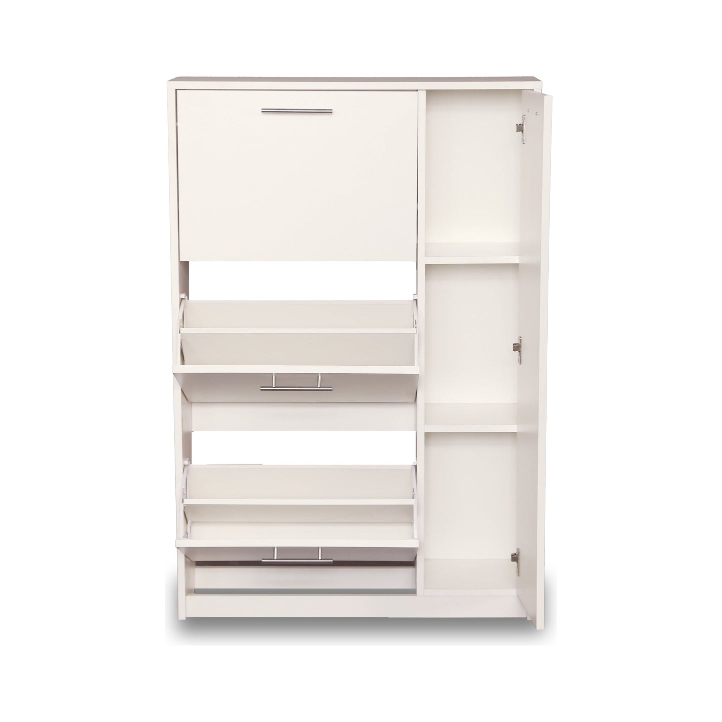 ארון נעליים 3 תאים+אחסון צבע לבן