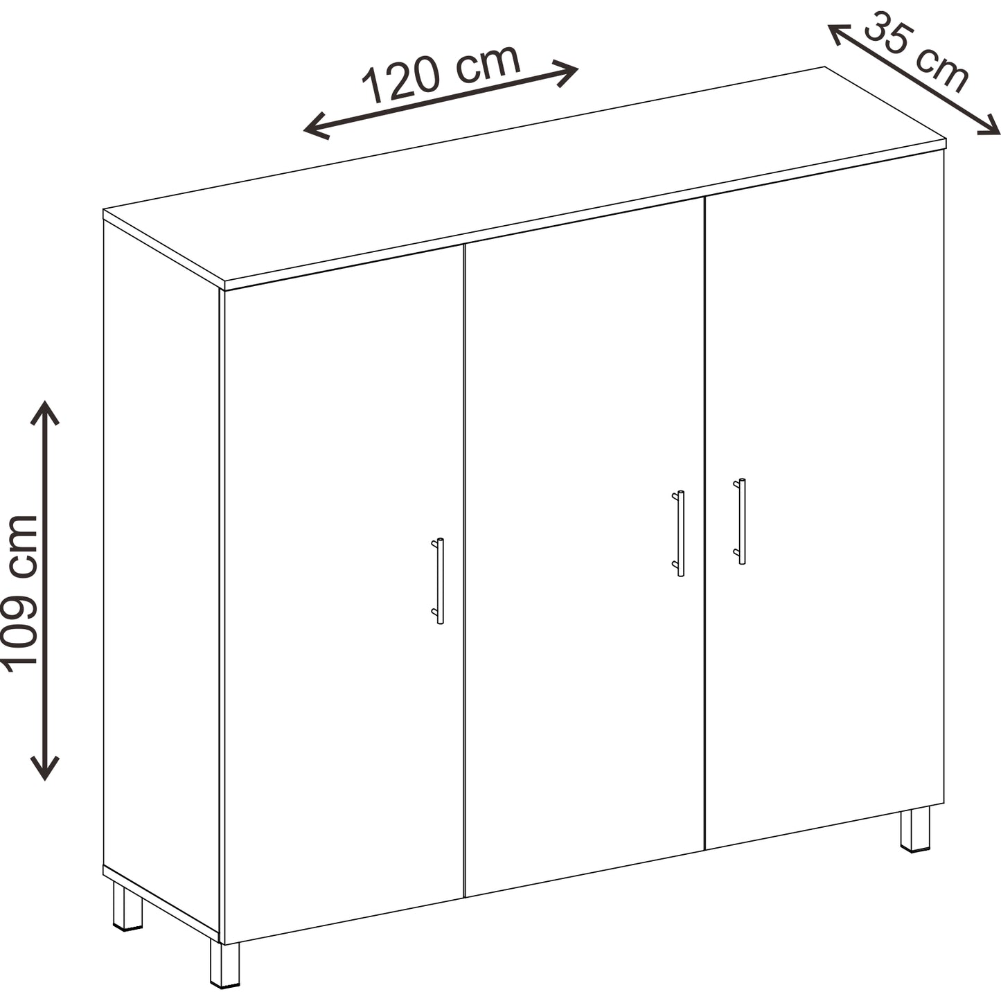 ארון נעליים 3 דלתות צבע לבן
