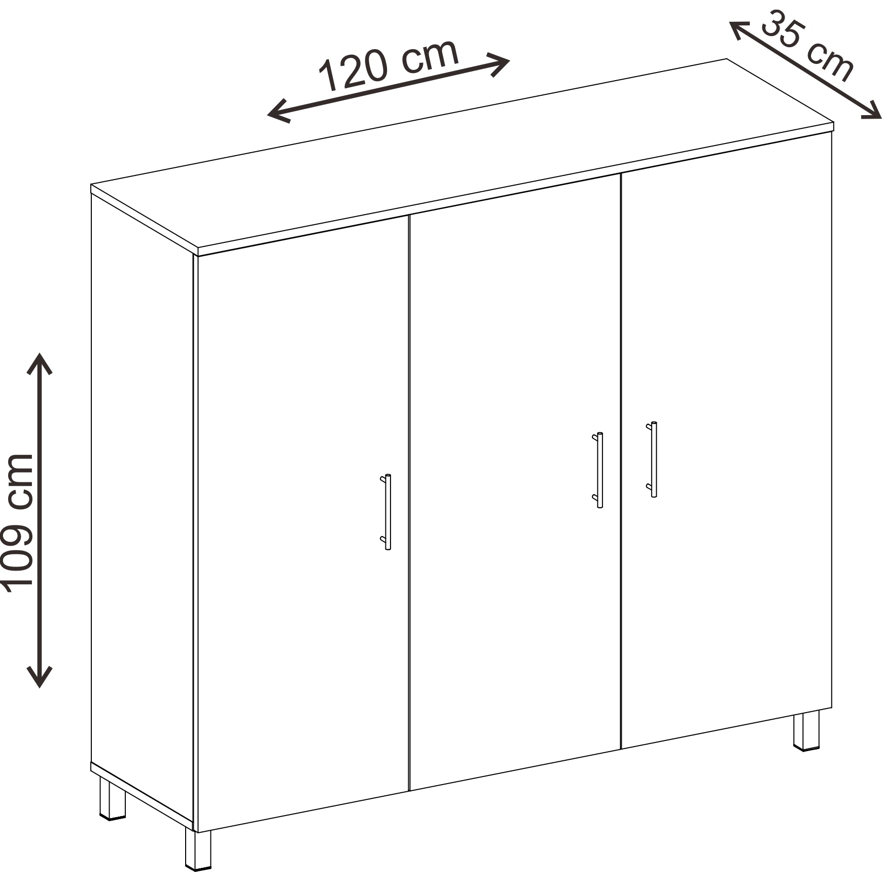 ארון נעליים 3 דלתות צבע לבן
