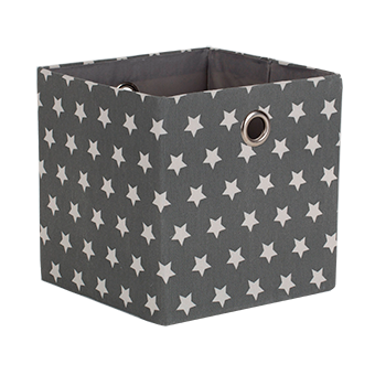 סלסלת אחסון מבד כוכבים אפור  30*30