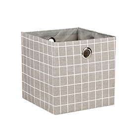 סלסלת אחסון מבד משבצות אפור 30*30