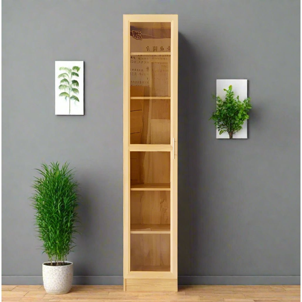 כוננית עץ 40 ס"מ דלת זכוכית