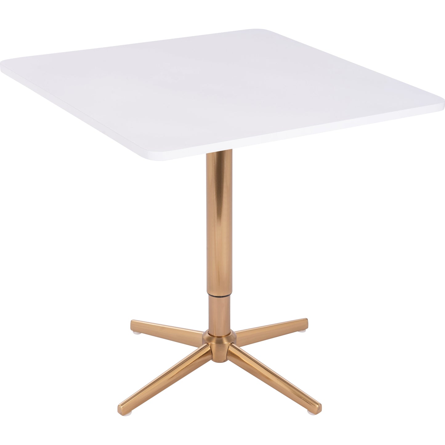 שולחן בר מרובע לבן 70*70 רגל כוכב זהב