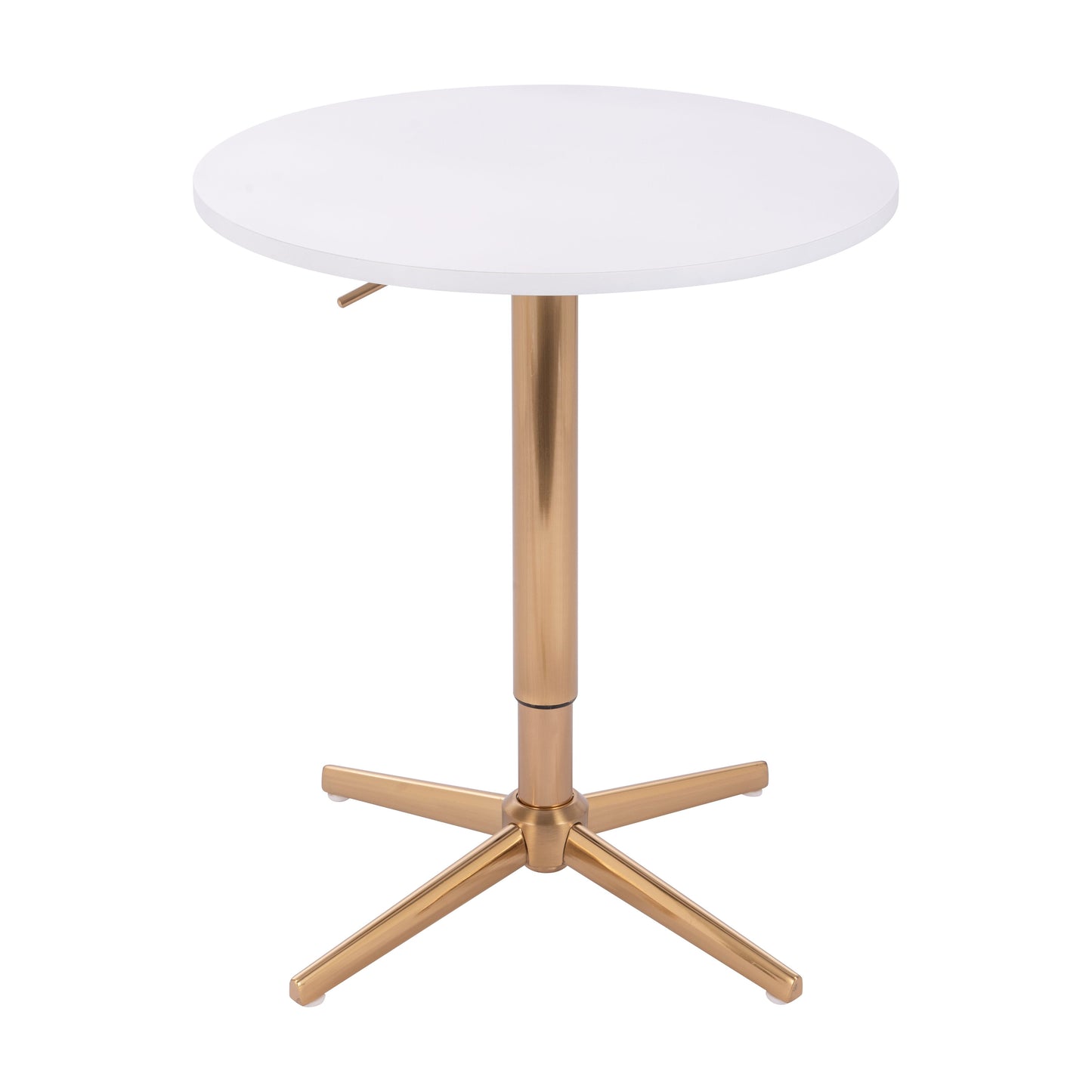 שולחן בר עגול לבן 60 ס"מ רגל כוכב זהב