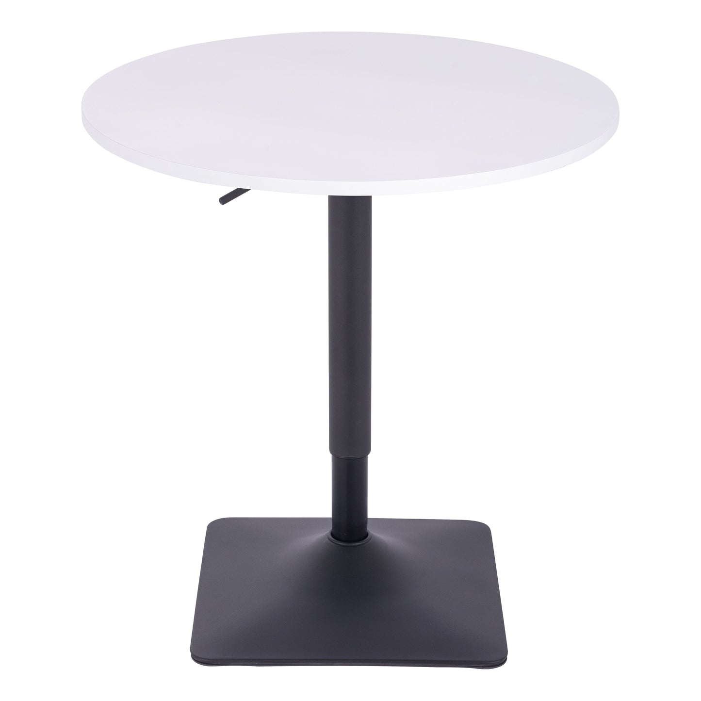 שולחן בר עגול לבן 70 ס"מ רגל מרובעת שחור
