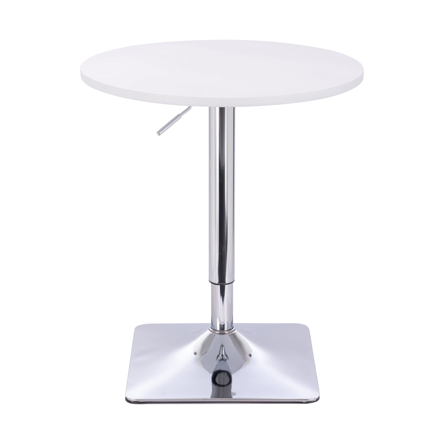 שולחן בר עגול לבן 60 ס"מ רגל מרובעת כרום