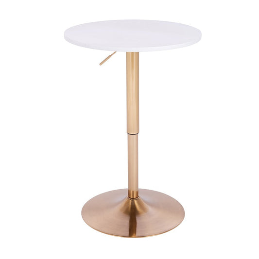 שולחן בר עגול לבן 60 ס"מ  רגל עגולה זהב