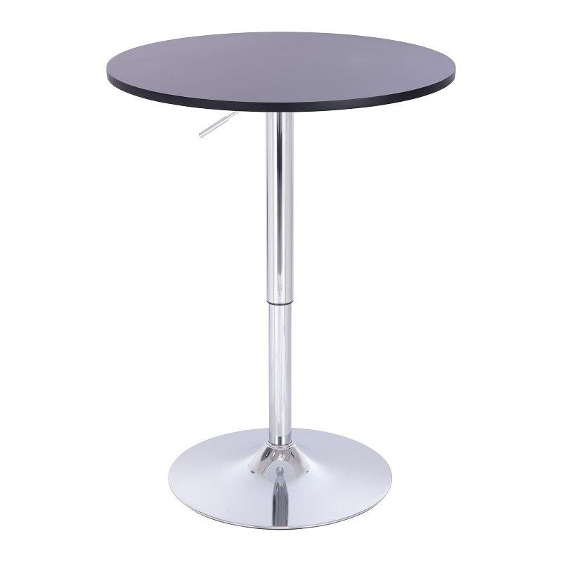 שולחן בר עגול שחור 70 ס"מ רגל עגולה כרום