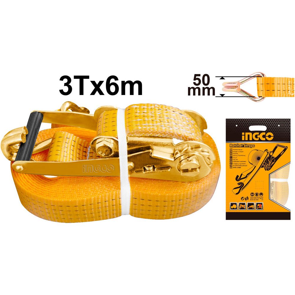 רצועת קשירה 6 מ (50 מ"מ)+ראצט