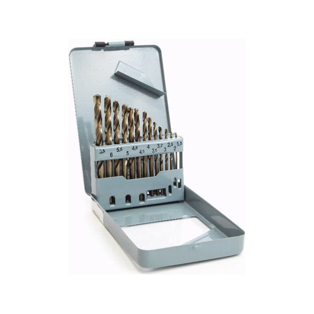 סט 13 מקדחי  קובלט 6.5-1.5 מ"מ כולל חצאים בקופסת פח