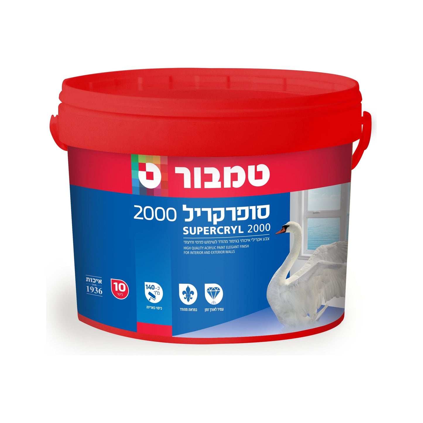 סופרקריל 2000 לבן / פסטל 10 ליטר טמבור