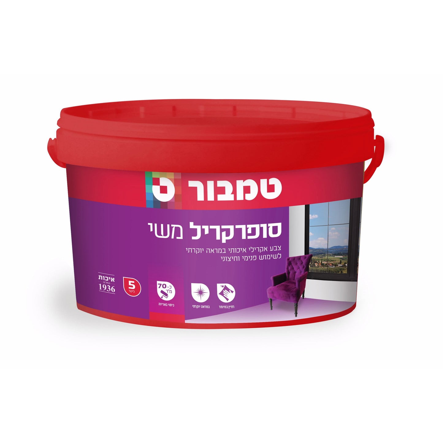 סופרקריל משי לבן / פסטל 5 ליטר טמבור
